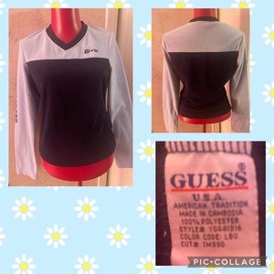 Vintage Guess Jeans fleece top navy and baby blue size Medium (JRS) Y2K …RARE
